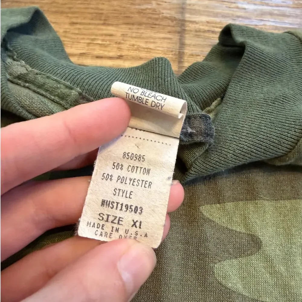 Vintage 80s Woodland Camouflage Tee Shirt - Picture 7 of 8